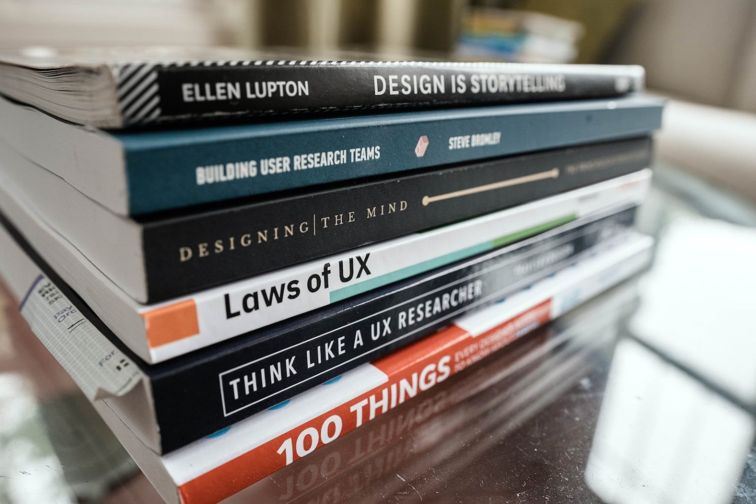 stack of books on table